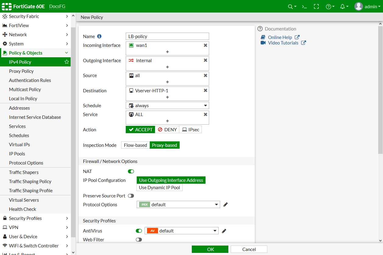 Virtual server FortiGate / FortiOS 6.2.10